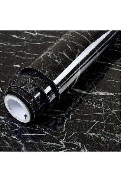 Star Master Autocolant autoadeziv pentru bucătărie, aspect marmură neagră, 60 x 300 cm