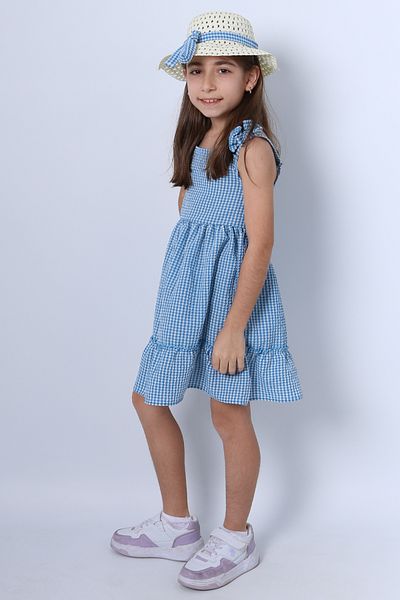 HÇM Hesaplı Çocuk Mağazaları Girl's Hat Dress with Checked Bow B33