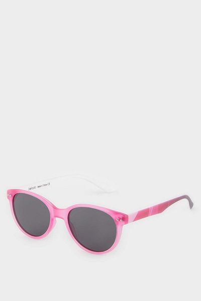 DeFacto Girl's Round Pink Plastic Frame Black Glass Polarized Sunglasses F4301A8Ns