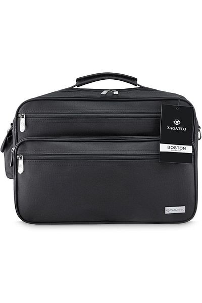 zagatto Men’s shoulder bag, black, waterproof messenger briefcase, 43x29x19 cm, business/casual, ZG142