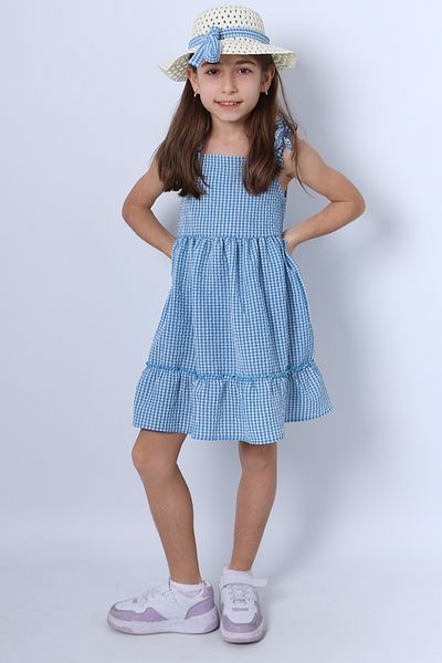 HÇM Hesaplı Çocuk Mağazaları Girl's Hat Dress with Checked Bow B33