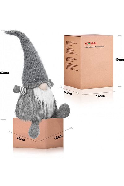 EKARSEN Christmas Gnome, polyester, white/gray, 16 x 18 x 53 cm