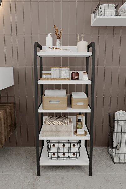 Remaks Bozburun Çok Amaçlı Banyo Rafı Deterjanlık Kiler Rafı Banyo Dolabı Beyaz