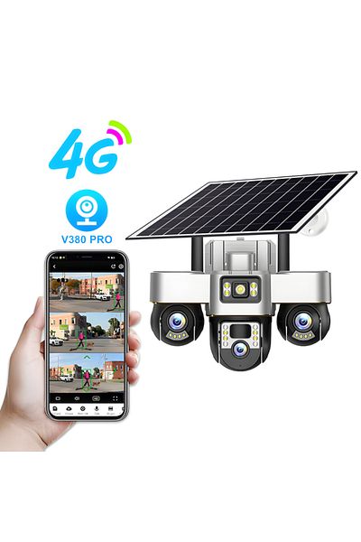 MaGeCa Triple Surveillance Camera With Solar Panel, Sim Card, 4g, 18mp Full Hd