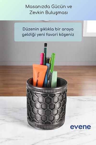Evene Suport pentru stilou Suport pentru stilou de birou Organizator Suport pentru stilou Argintiu Culoare antică Model 81