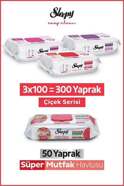Sleepy Easy Clean Flower Series&Grapefruit Oil Super Kitchen Surface Cleaning Towel&Wipe(3X100+50)