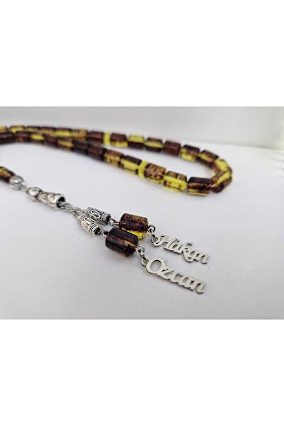 Satürn Silver Kuyumculuk Kişiye Özel İsimli Püsküllü Kehribar Tesbih İsim Yaz...