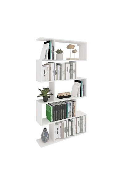 haaus.ro Library house Kimo, 5 Casete, Alb, 90 x 20 x 160 cm
