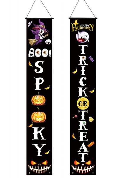 ZoneYan Set de 2 bannere ZoneYan de Halloween, poliester, multicolore, 30 x 1...