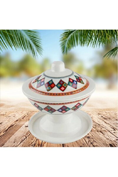 BASURRAH وعاء تمر شينكو صغير بقاعدة بيضاء ونمط تقليدي