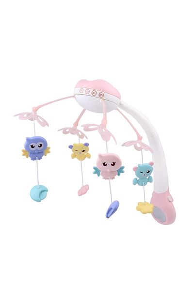 ideal STORE Crib Carousel With Remote Control And 500 Songs, Color White/Pink