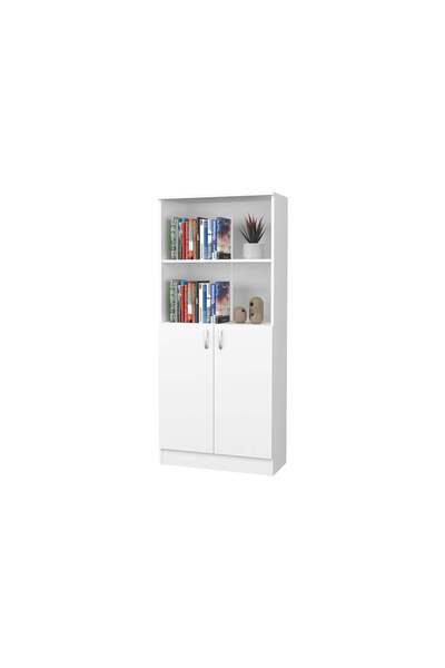 haaus.ro Biblioteca haaus Flint, cu Usi Inferioare si O Polita, Alba, 70 x 32...