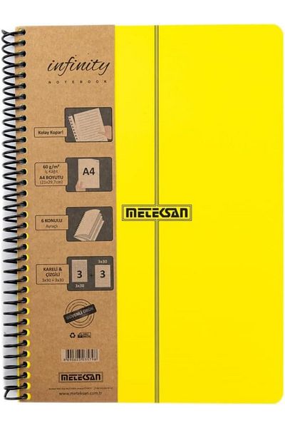 Mena Rise Diyar-Ifırsatshop Infinity Primary Series, A4, 6 Subjects (3 Squares, 3 Lines) 180 Sheets Pp Cover