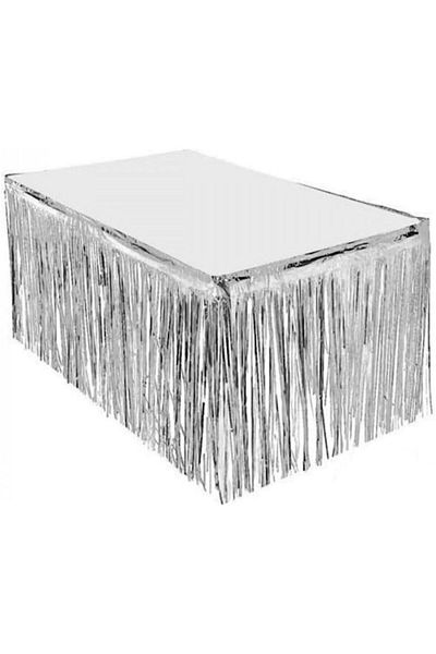 Mena Rise Şirinshop Sparkling Metallized Silver Color Table Skirt 4 Meters 1108107