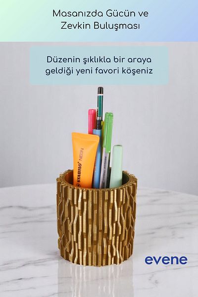 Evene Θήκη για στυλό Επιτραπέζια θήκη για στυλό Organizer Θήκη για στυλό Χρυσό Χρώμα Μοντέλο 78