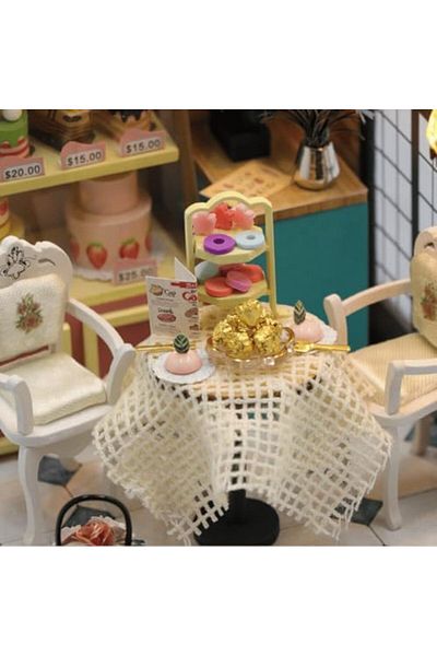 Mena Rise Model Kit, Vintage Pastry Shop Themed – Wooden DIY Hobby Set with Led Lights – K