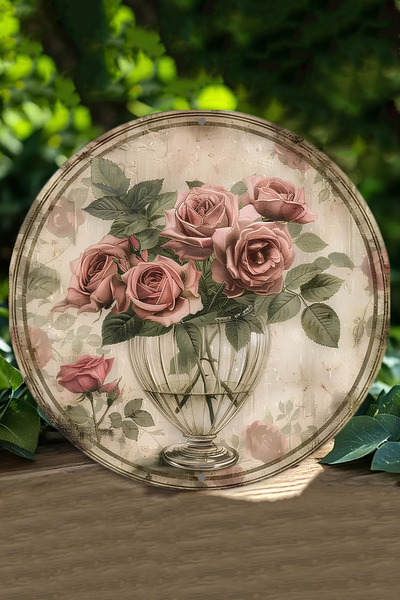 kutuTR 🌹 Vintage Gül Desenli MDF Duvar Dekoru – Zarafetin Ta kendisi! (20 cm...