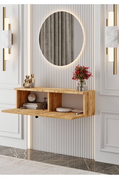 enwood MİMOSA Safir Meşe rengi MDF DUVARA MONTE KAPAKLI DRESUAR (90 cm)