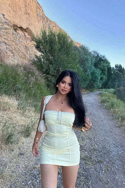MOZENA Strapless Neckline Lace-Up Mini Dress