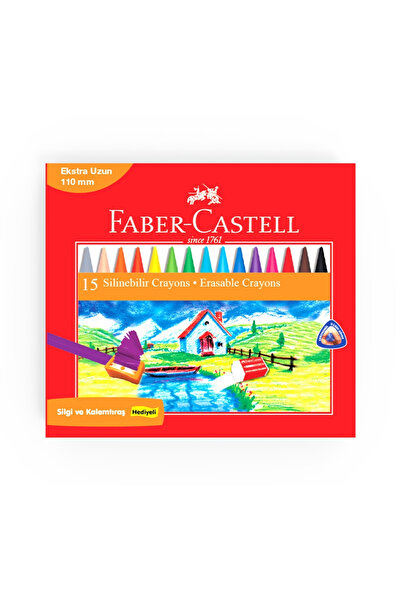 Faber Castell Silinebilir Wax Crayon 15’li, Mum Boya, Silinebilir Özellik, Ca...