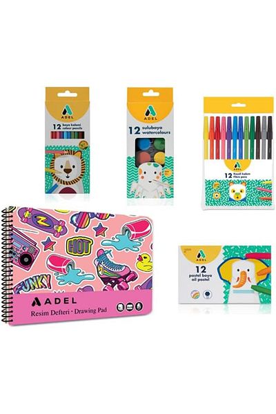 Mena Rise Şirinshop 4-Piece Painting Set + Painting Notebook25X35 1108107
