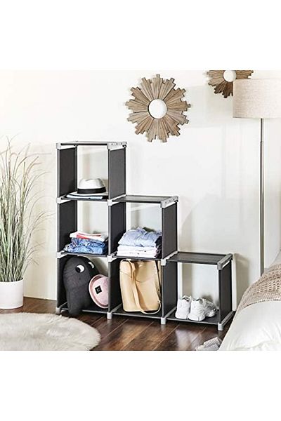 Mena Rise 6-Cube Bookshelf, Organizer Diy, Organizer for Living Room, Black