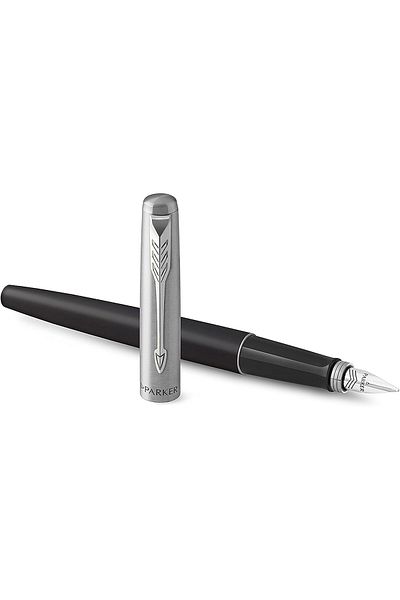 Mena Rise Şirinshop Jotter Black Fountain Pen with Chrome Design, Medium Thickness Nib, Blue Ink 1108107