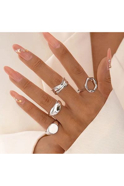 sulyra Multiple Vintage Bohemian Silver Ring Set