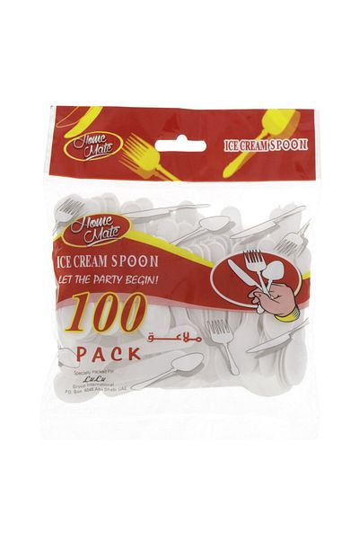 Homemate Home Mate MT08 Ice Cream Spoons – 100pcs (3.9 inch, Plastic, Reusable, Multi-use)