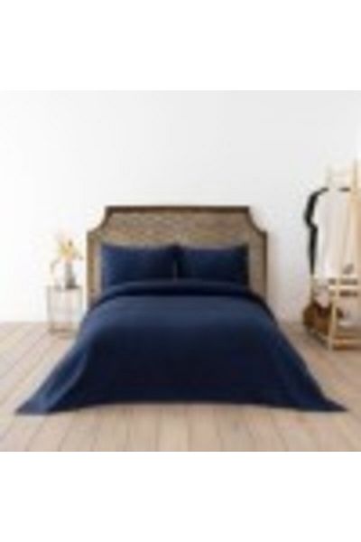 DC Home Cuvertura 200x220cm si 2 fete perna cu textura tip fagure, Waffle Albastra