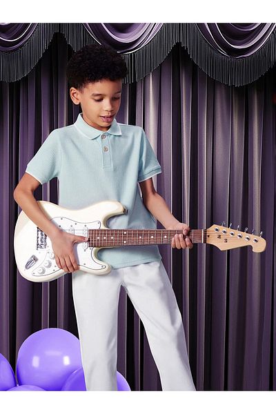 LC Waikiki Polo Neck Textured Boy's T-Shirt