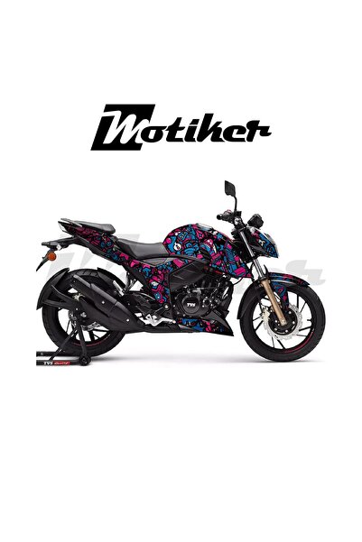 Motiker APACHE RTR 200 Kaplama Sticker Etiket Modeli Motif Desen Mavi Pembe