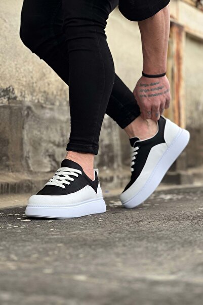 Wagoon Wg162 White Black Orthopedic Sole Men's Casual Shoes