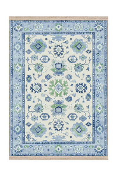 Rugs Modern Halı MOSSO Αντίκα Χαλί με Μπλε-Πράσινο Σχέδιο και Υφαντή Βάση, Μο...