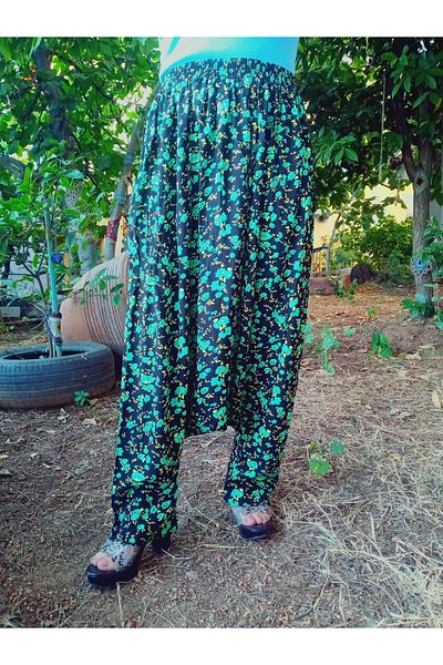 hoaryage Adana Shalwar Viscose Press Fabric, Authentic Bohemian Patterned Shalwar with Pockets 100% Cotton