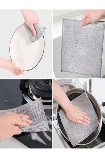 Mena Rise Şirinshop Multifunctional Anti-Scratch Steel Wire Dishwashing Cloth, Durable Dish Towel (3)