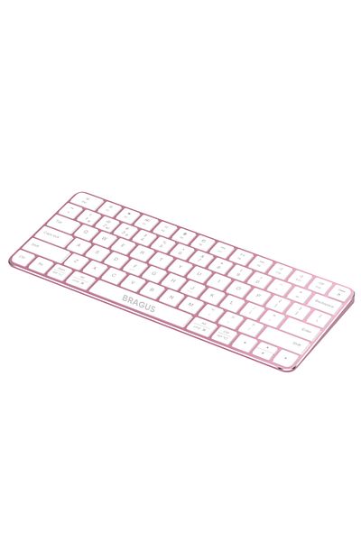 BRAGUS Wireless keyboard, rechargeable, Bluetooth 5.1, USB, 500mAh, aluminum, All Devices, pink