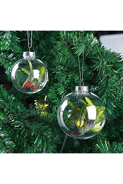 Blazor Set of 12 Blazor globes, plastic, transparent/silver, 6 cm