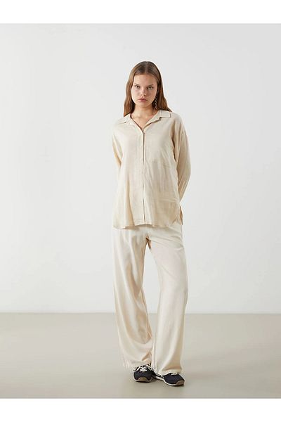 LC Waikiki Women's Linen Blended Pants with Elastic Waist