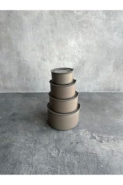 Mena Rise Şirinshop Fika One Set of 4 Ceramic Storage Containers Gray 1108107