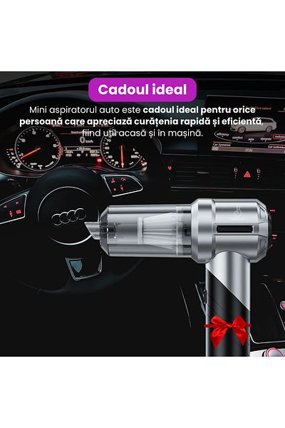 BRAGUS Mini Aspirator Pliabil, Fara Fir, 9 Accesorii, 3 Viteze, 15000pa, 6000mah, 3 Filtre, Plastic, Gri