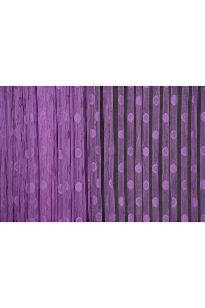 AKÇA TEKSTİL Small Pointed Model Purple Color Ready Rope Curtain 300*270 cm