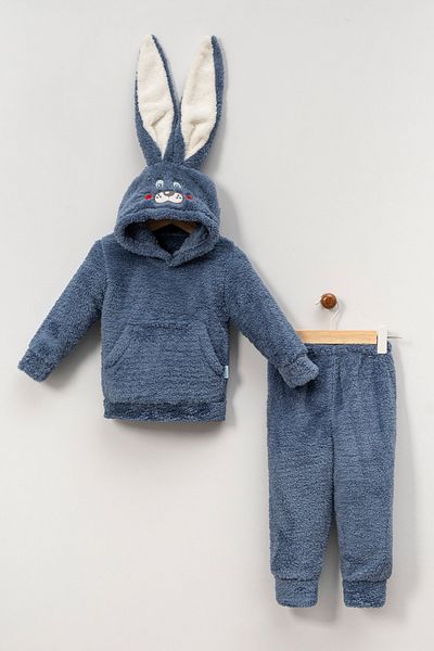 Teddy Pie Cute Rabbit Pattern Hooded Children's Bottom Top Set