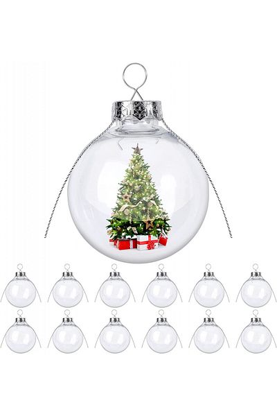 Blazor Set of 12 Blazor globes, plastic, transparent/silver, 6 cm
