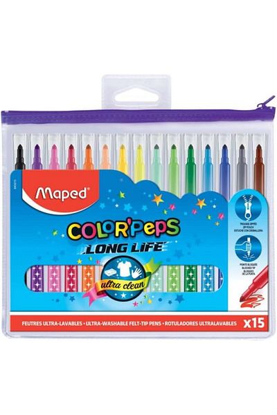 Mena Rise Şirinshop Long Life Felt Tip Pens 15 Pcs - with Plastic Bag 1108107