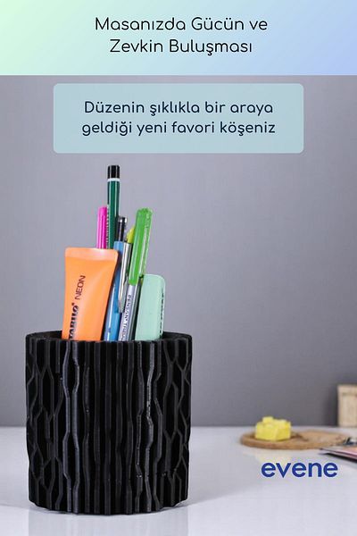 Evene Θήκη για στυλό Επιτραπέζια θήκη για στυλό Organizer Θήκη για στυλό Μαύρο Χρώμα Μοντέλο 78