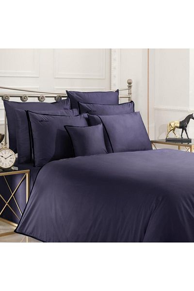 Sarev Sartoria Navy Blue Double Cotton Satin 500 Tc Duvet Cover Set
