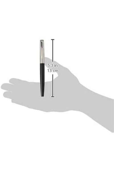 Mena Rise Şirinshop Jotter Black Fountain Pen with Chrome Design, Medium Thickness Nib, Blue Ink 1108107