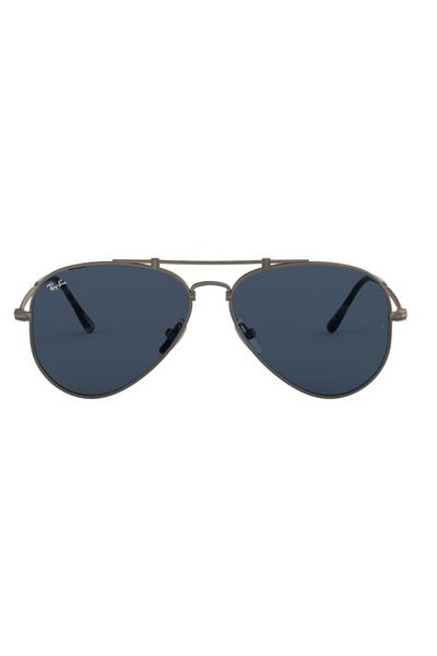Ray-Ban Ray-Ban RB8125 Titanium 9138T0 – Unisex Glasses, Pewter Titanium, Dark Blue Lenses, Size 58
