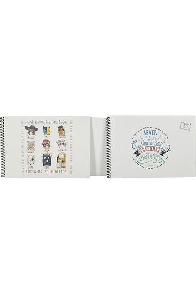 Mena Rise Şirinshop Children's Funny Matte Ballpoint Painting Notebook 1 Painter Cats & Ballpoint Painting Notebook 2,